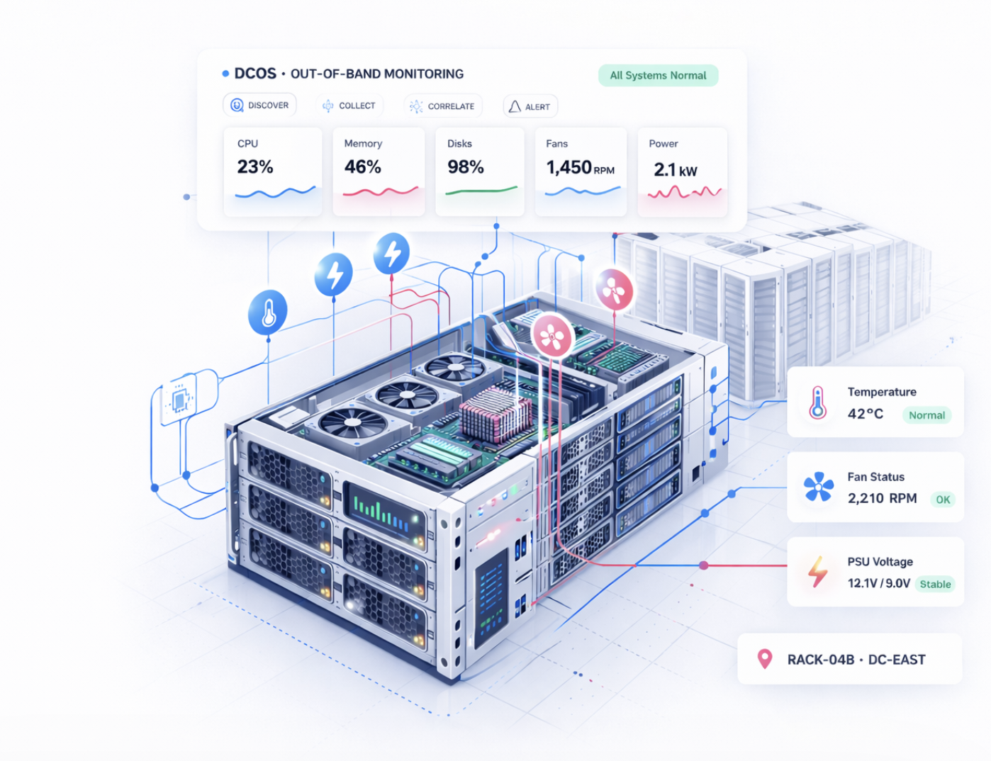 Sensaka DCOS multi vendor hardware monitoring dashboard