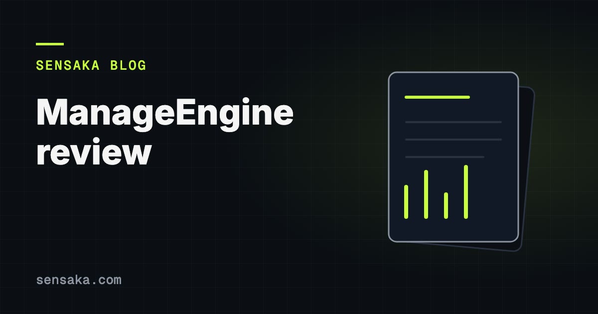 ManageEngine: The Love-Hate Reality IT Pros Can't Escape: illustration of a report with headings and bars