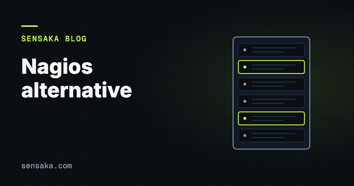 Nagios Alternative for Data Center and Hardware Monitoring: illustration of a server rack with status lights
