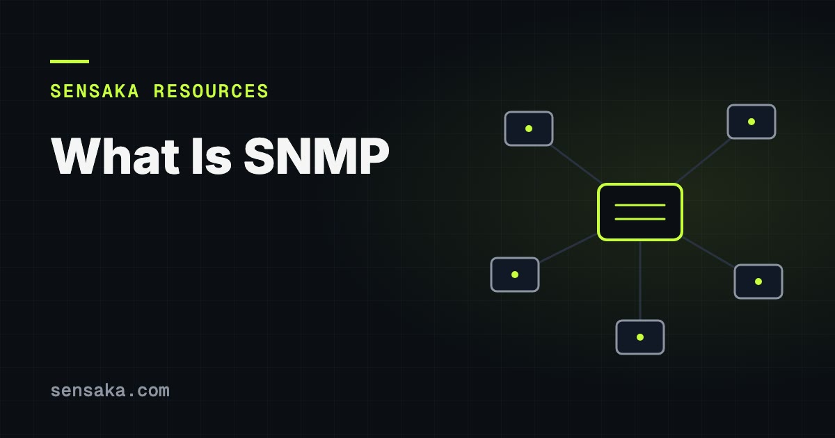 What Is SNMP? Simple Network Management Protocol: illustration of a network of linked devices